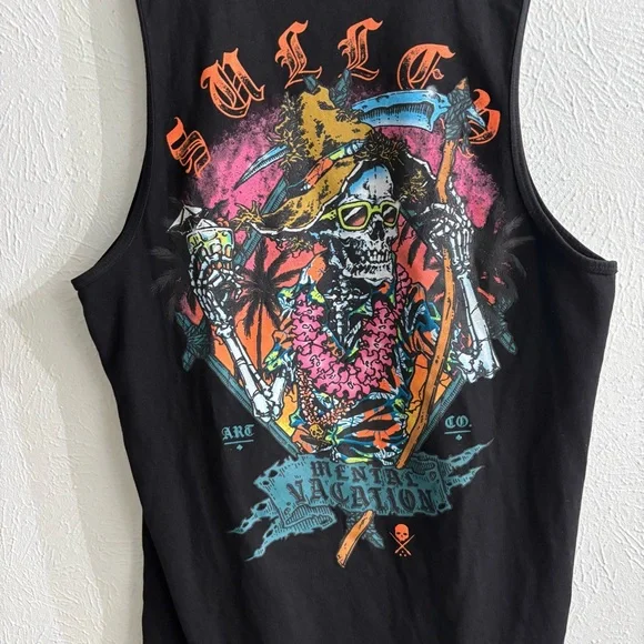 Sullen Mental Vacay Black Graphic Tank Top size M - Picture 8 of 10